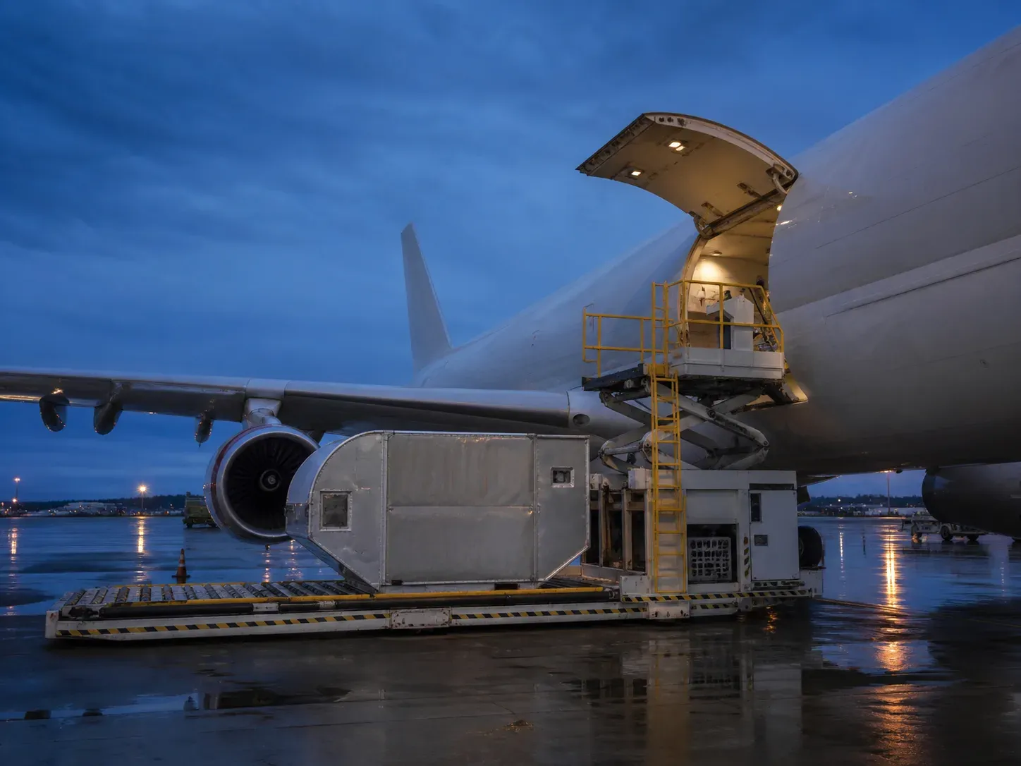 A temperature-controlled air cargo container being loaded
