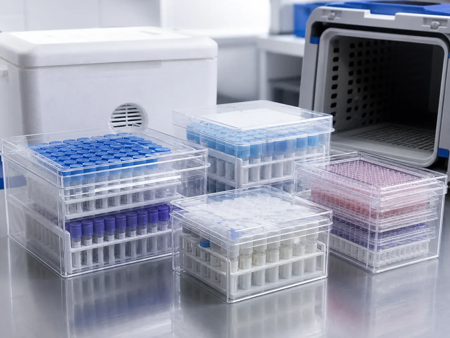 A consignment of biological materials, with the packaging it travels in