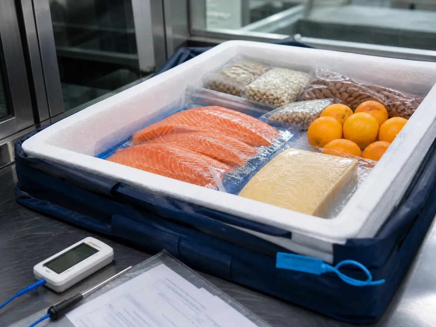 A consignment of food, with the packaging it travels in