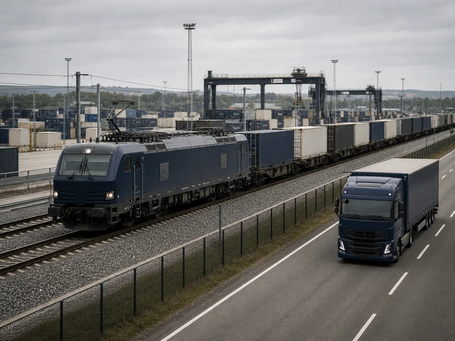 A road freight vehicle moving cargo through China