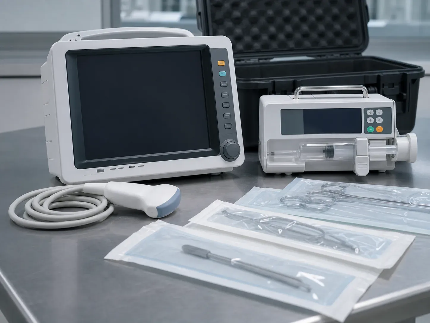 A consignment of medical devices, with the packaging it travels in